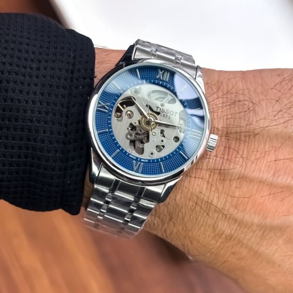 Tissot Chemin des Tourelles Skeleton Silver Blue Watch Under 4000