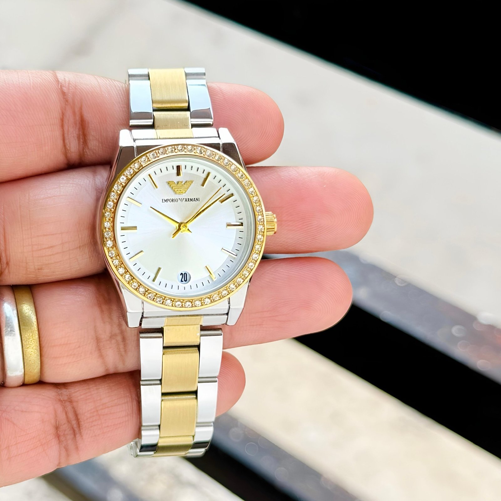 Emporio Armani Federica Two-Tone Stainless Steel Watch for Women Under 4000