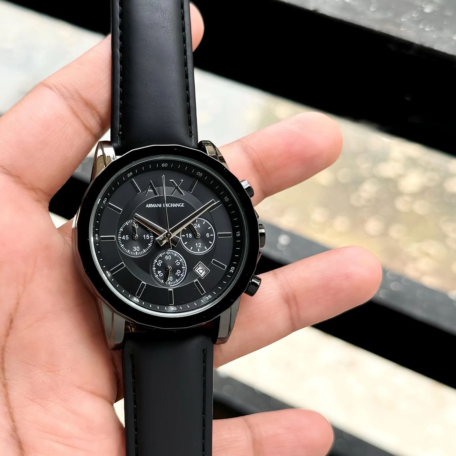Armani Exchange Black Analogue Watch First Copy