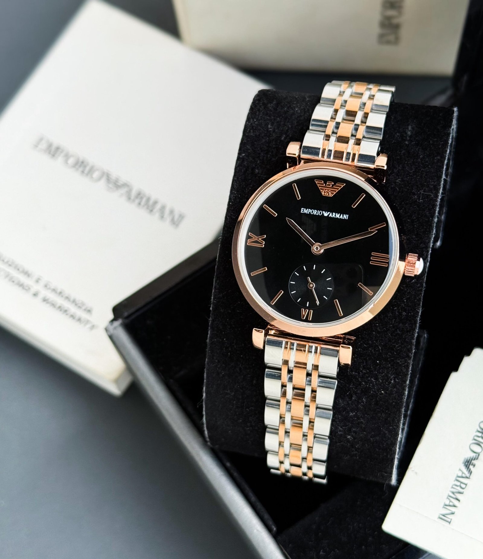 Emporio Armani Two-Tone Rose Gold Watch for Women Under 3000